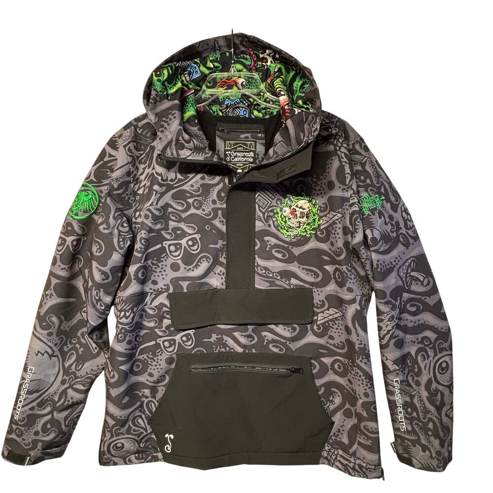 Jimbo Phillips x Grassroots Jacket Large Gray Anorak Edition Hooded Pullover